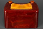 Oxblood Red Swirl Sentinel 284 ’Wavy Grill’ Catalin Radio